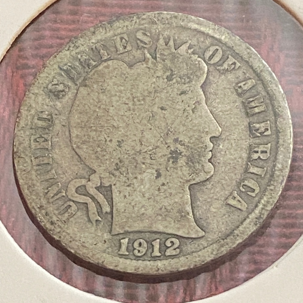 Antique 1912 Barber Dime 90% SILVER